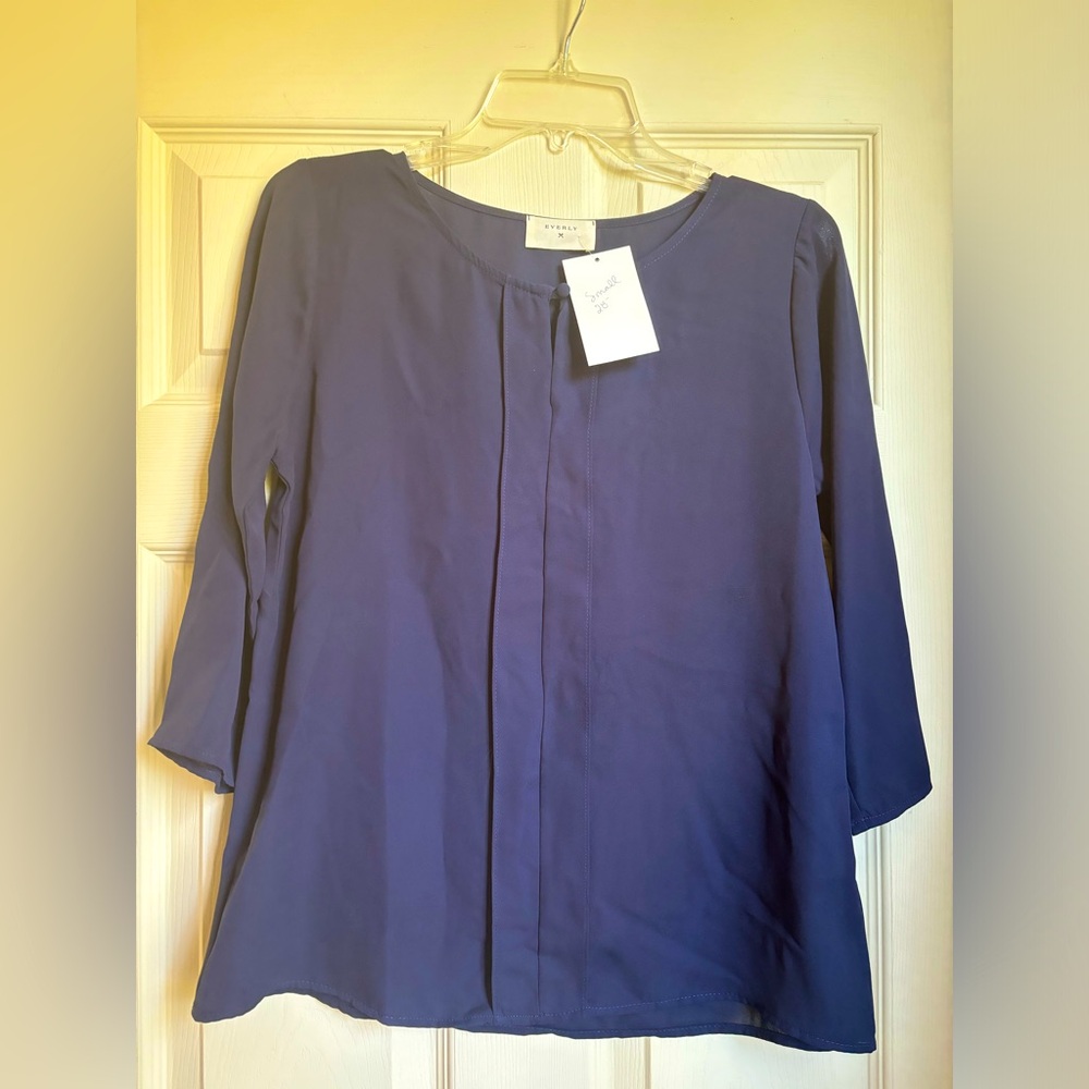 Navy blue top with detail down front
